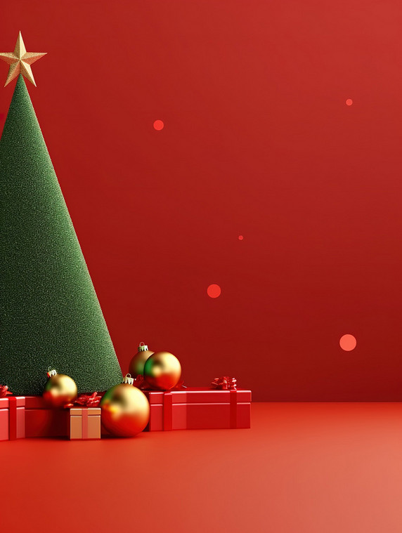 潮国创意极简的圣诞元素背景12红色圣诞节