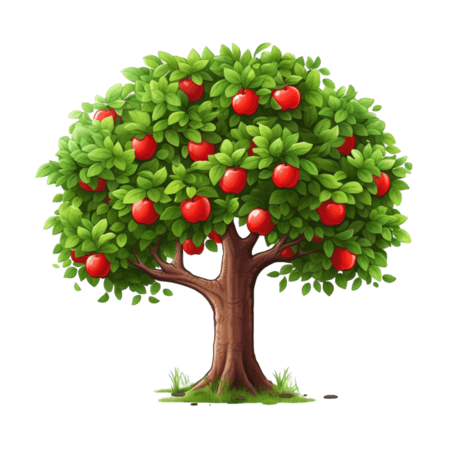 潮国创意苹果树植物AICG元素立体免扣图案果树