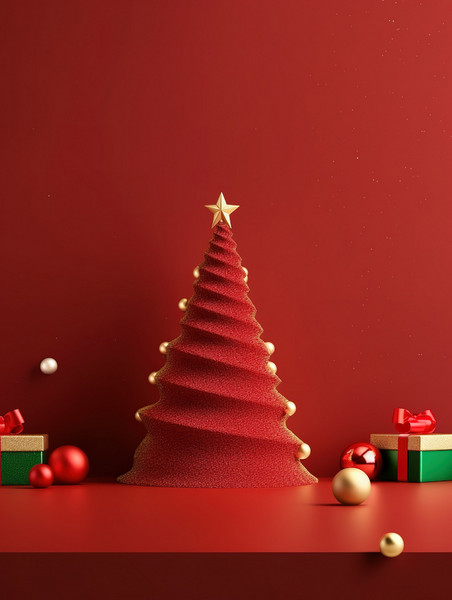 潮国创意极简的圣诞元素背景13红色圣诞节