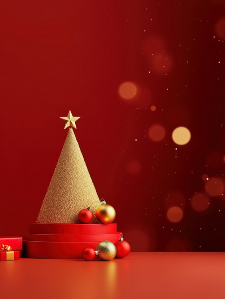 潮国创意极简的圣诞元素背景14红色圣诞节
