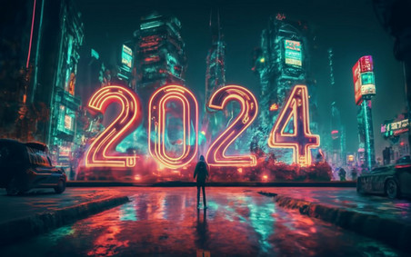 潮国创意数字2024创意潮流2024背景赛博朋克科幻