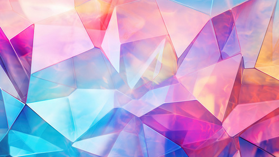潮国创意透明玻璃几何形全息彩虹纹理1彩色彩虹晶格