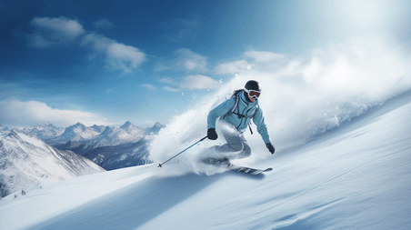 潮国创意冬季运动滑雪运动背景冬天摄影图人物