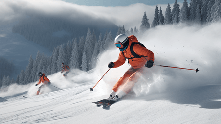 潮国创意冬季滑雪运动人像摄影冬天冬季