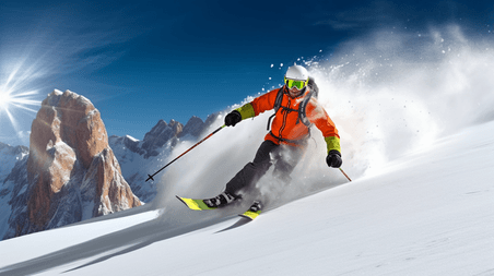 潮国创意冬季滑雪运动人像摄影