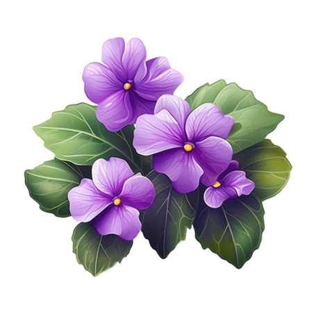 潮国创意紫色艺术花朵元素立体免扣图案紫罗兰植物