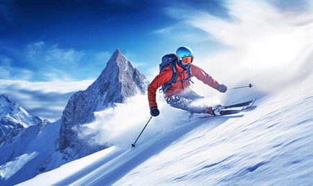 潮国创意正在滑雪的人特写冬天冬季运动