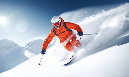 潮国创意正在滑雪的人特写冬天冬季运动