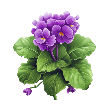 潮国创意紫色花朵数字艺术元素立体免扣图案紫罗兰植物