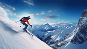 潮国创意冬季运动滑雪运动背景人物