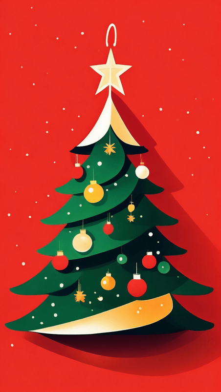 潮国创意圣诞树铃插画简约风格