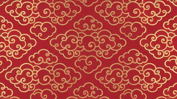 潮国创意中国风新年通用中式平铺花纹底纹5春节祥云