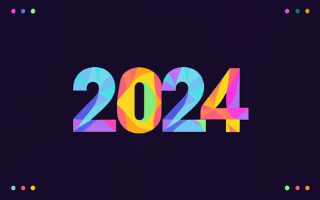 潮国创意创意潮流数字2024新年2024背景18元旦彩色酸性流光