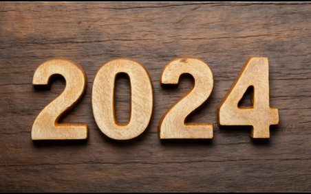 潮国创意新年数字2024多彩元旦背景