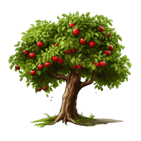 潮国创意苹果树收获植物元素立体免扣图案果树