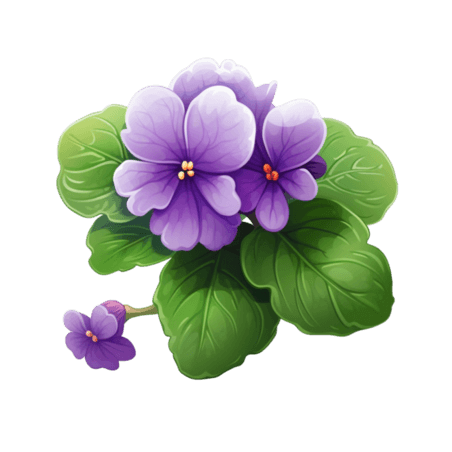 潮国创意紫色花朵图形元素立体免扣图案紫罗兰植物