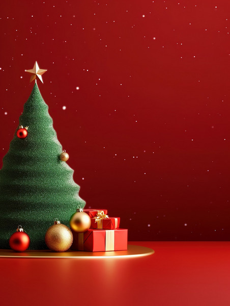 潮国创意极简的圣诞元素背景17红色圣诞节