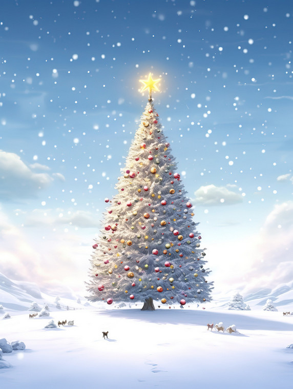 潮国创意雪地中巨大的圣诞树20