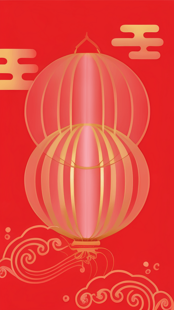 潮国创意红金新年贺卡新年纹理底纹元旦春节