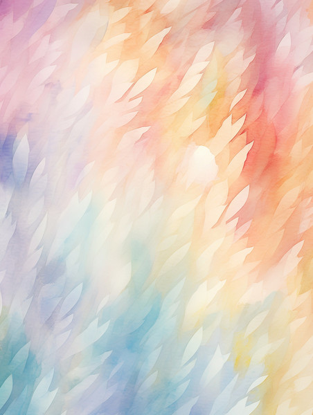 潮国创意淡色调的水彩抽象的图案14彩色羽毛