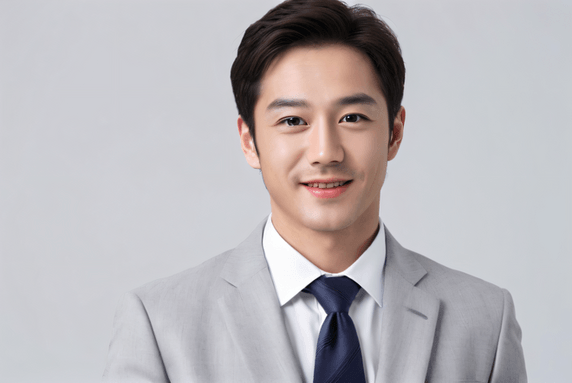 潮国创意人物人像男士微笑灰色西装正式面试商务办公