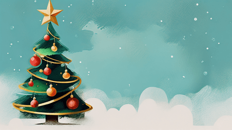 潮国创意圣诞树铃插画简约风格