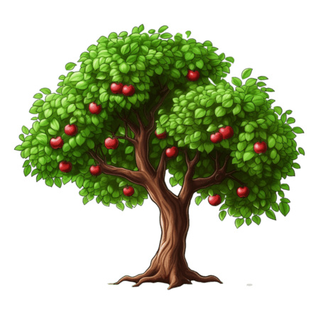潮国创意苹果树植物元素立体免扣图案果树