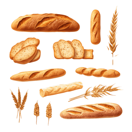 潮国创意框架法棍套装面包烘培小麦食物食品