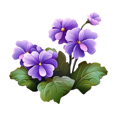 潮国创意紫色花朵素材元素立体免扣图案紫罗兰植物