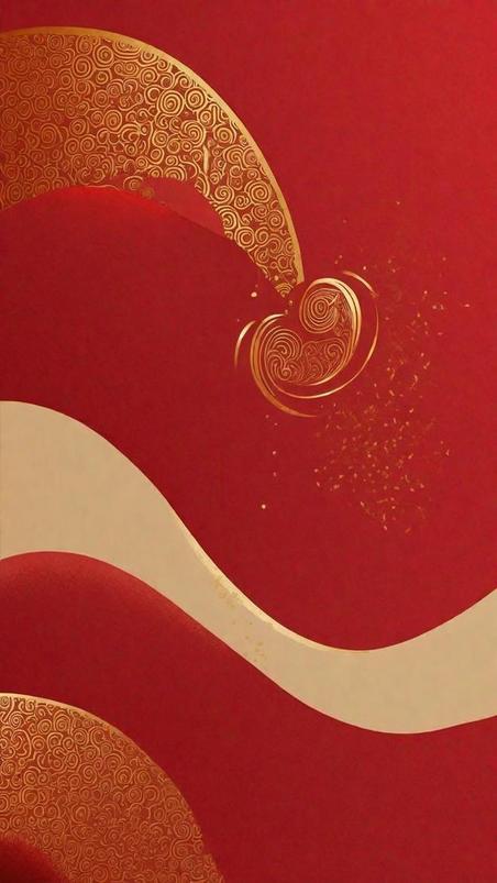 潮国创意新年质感红金抽象流沙纹理底纹17春节元旦