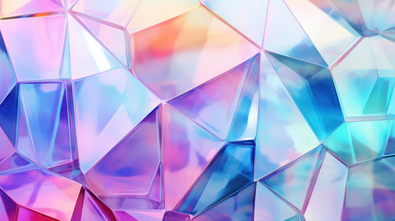 潮国创意透明玻璃几何形全息彩虹纹理4