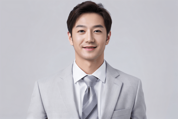 潮国创意人物人像男士微笑灰色西装正式面试商务办公