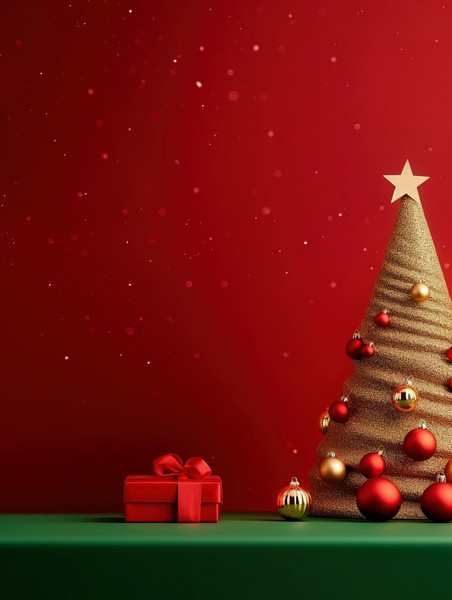 潮国创意极简的圣诞元素背景19红色圣诞节