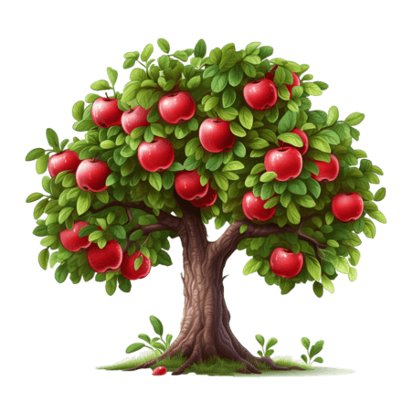 潮国创意苹果树创意植物元素立体免扣图案果树