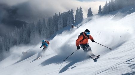潮国创意冬季滑雪运动人像摄影冬天冬季