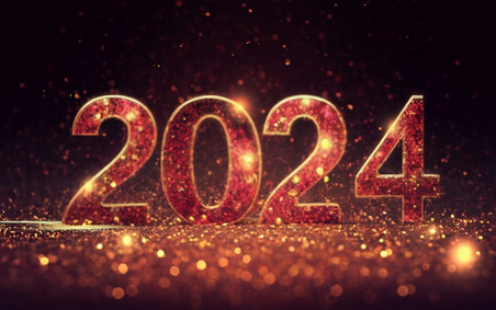 潮国创意创意潮流数字2024新年2024背景红色闪粉