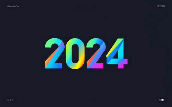 潮国创意创意潮流数字2024新年背景23元旦彩色酸性流光