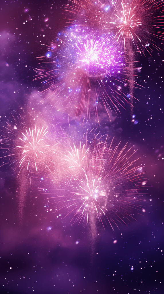 2024年新年欢庆烟花紫色灿烂烟花新年元旦跨年