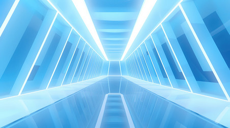潮国创意浅蓝色未来隧道背景9抽象商务科技电商背景
