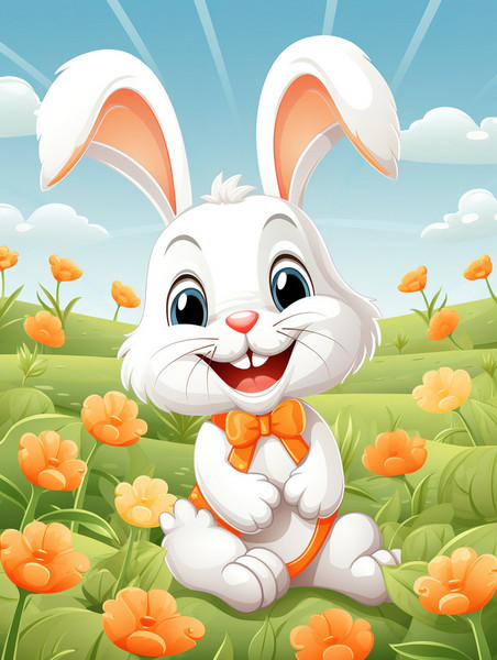 潮国创意可爱快乐的小兔子在胡萝卜地里6