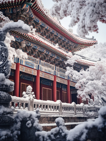 潮国创意建筑宫殿宏伟冬天雪景15
