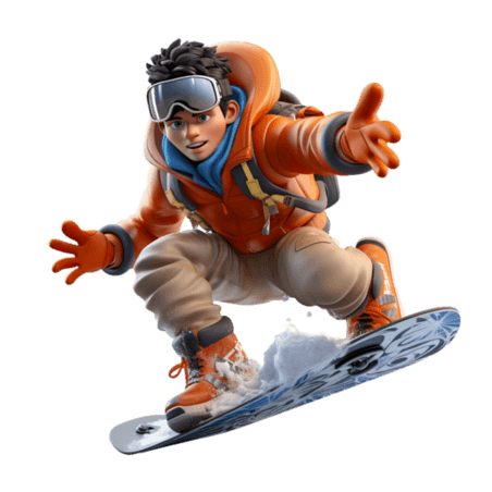 潮国创意3D亚运会运动员锻炼滑雪男孩比赛