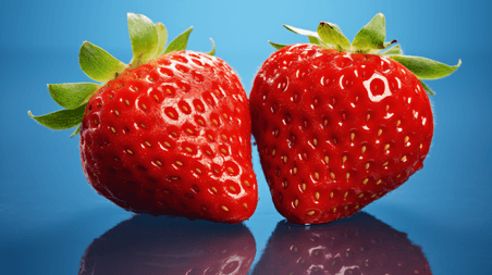 特写水果2颗草莓产品摄影9水果生鲜蓝色背景