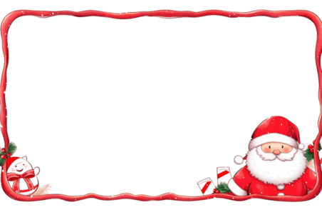 潮国创意卡通圣诞节圣诞边框红色圣诞老人手绘元素