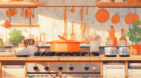 潮国创意现代感可爱厨房创意插画10漫画