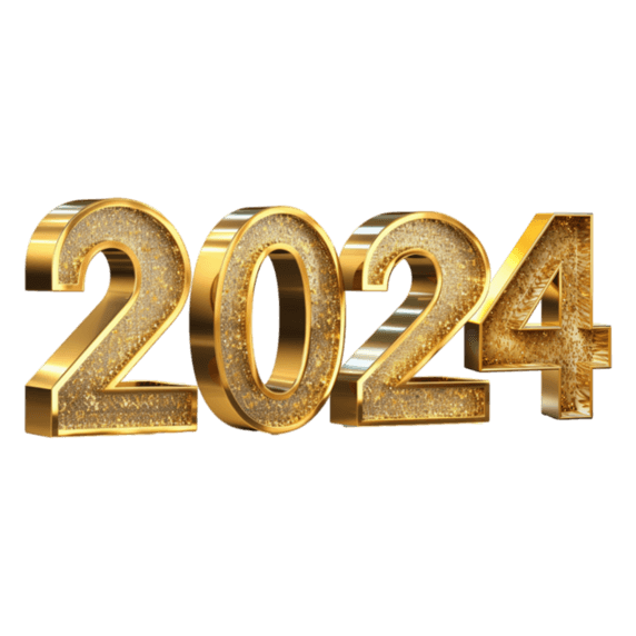 潮国创意2024金色立体字3D渲染