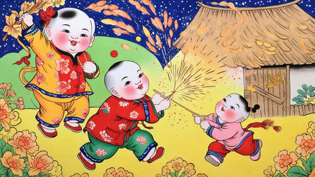 创意传统新年民俗年画杨枊青年画娃娃3图片春节福娃