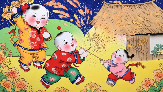 创意传统新年民俗年画杨枊青年画娃娃3图片春节福娃