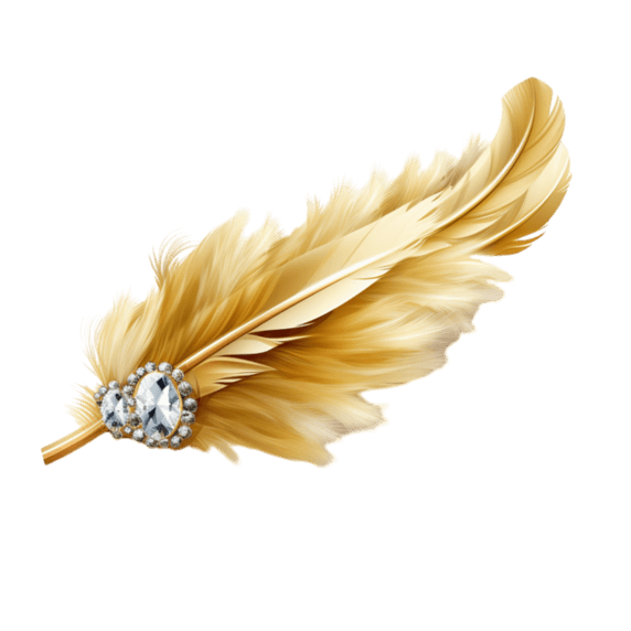 创意矢量金色羽毛钻石优雅游戏元素