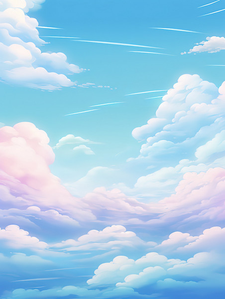 潮国创意蓝天白云天空卡通风格12云朵云海